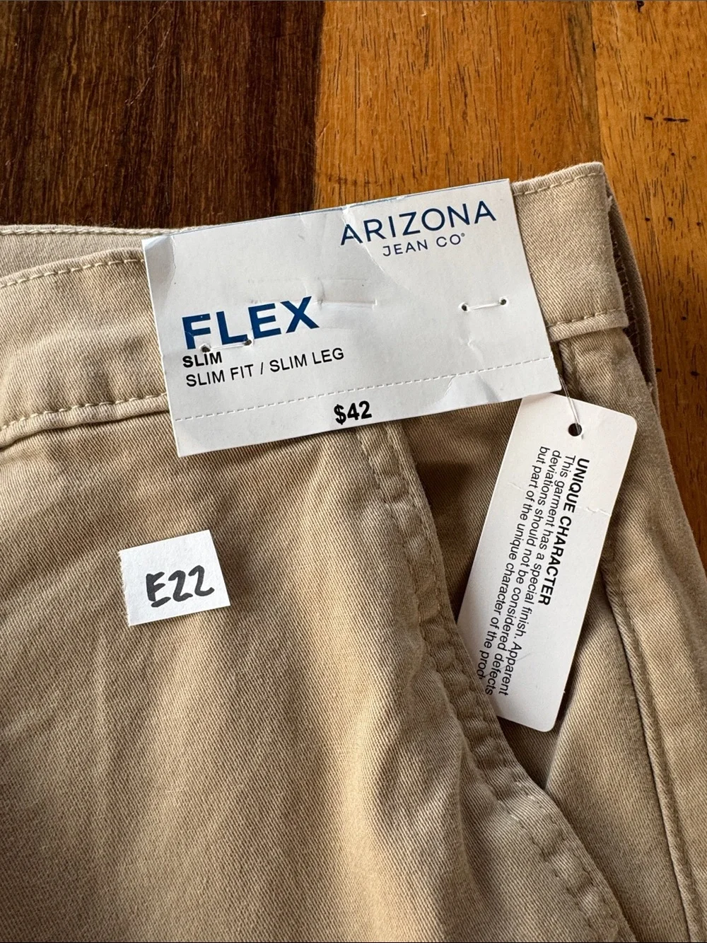 Arizona Jean Company Men’s Khaki Stretch Chinos - Light Khaki 34 x 34 Slim Fit